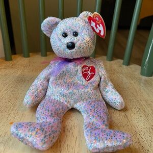 Ty Multicolor Sparkle Beanie Baby— 2001 Signature Bear